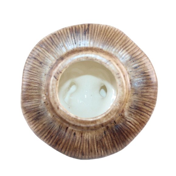 Vintage Hand Painted MCM Ceramic Mushroom Sugar Bowl Lid Matching Spoon Set - Picture 7 of 10